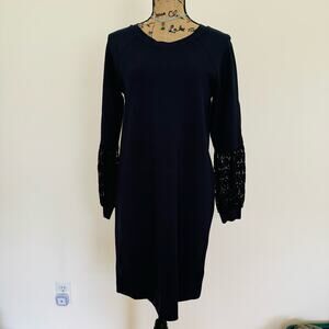 Ann Taylor Womens Lace Balloon Long Sleeve Shift Career Dress Size Small